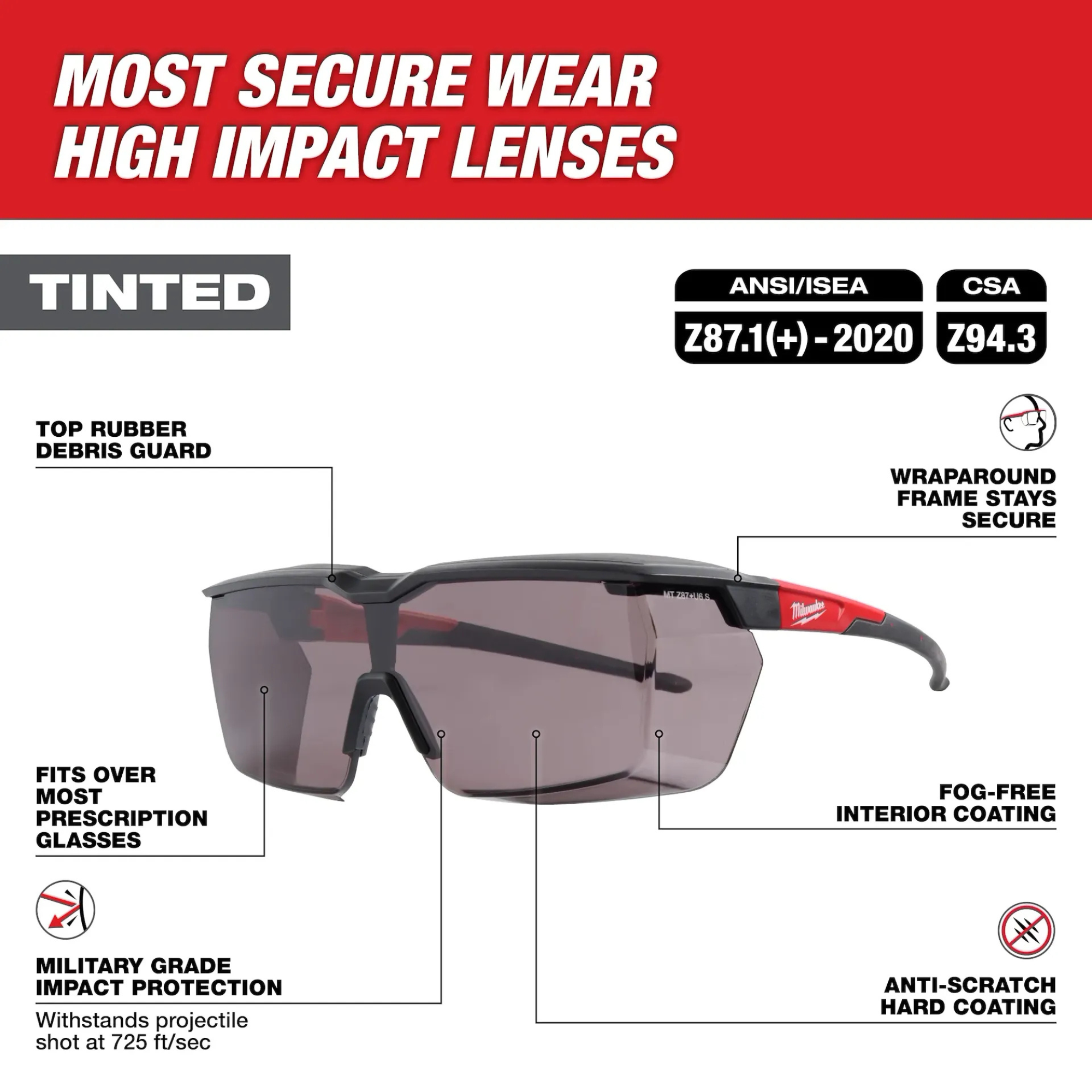 Milwaukee Over the Glasses - Tinted Dual Coat Lenses from GME Supply